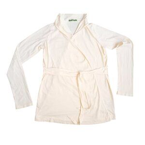 Velvet by Graham & Spencer Cream Wrap Top - Long Sleeve Tie Waist Blouse, Size M